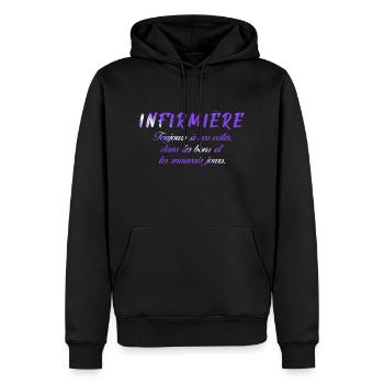 INFIRMIERE INFIRMIER DOCTEUR HUMOUR DRÖLES 7 - Sweat à capuche Premium bio Homme - noir - Devant - Nico (187cm)