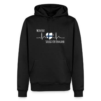Mon cœur bat pour la Finlande Scandinavie - Sweat à capuche Premium bio Homme - noir - Devant - Nico (187cm)