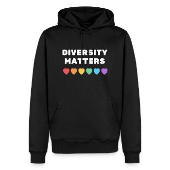 Vielfalt ist wichtig Regenbogenherzen - Männer Premium Bio Hoodie - Schwarz - Vorne - Nico (187cm)