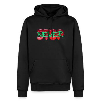 Never Stop - Men’s Premium Organic Hoodie - black - Front - Nico (187cm)