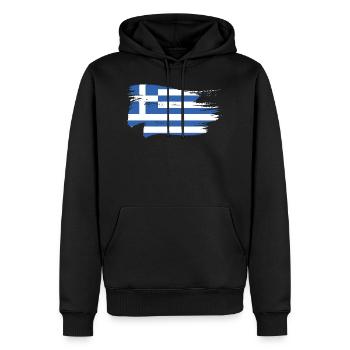 Grèce Drapeau Grec - Sweat à capuche Premium bio Homme - noir - Devant - Nico (187cm)