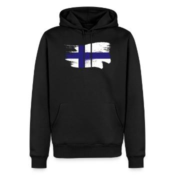 Finnland Flagge Suomi Finnische Fahne Used Look - Männer Premium Bio Hoodie - Schwarz - Vorne - Nico (187cm)
