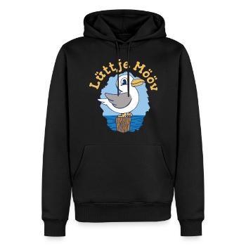 Lüttje Mööv Plattdeutsch kleine Möwe - Männer Premium Bio Hoodie - Schwarz - Vorne - Nico (187cm)