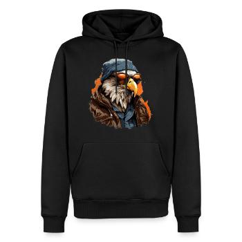 Streetwear Pygargue à tête blanche | Amoureux de l’aigle - Sweat à capuche Premium bio Homme - noir - Devant - Nico (187cm)