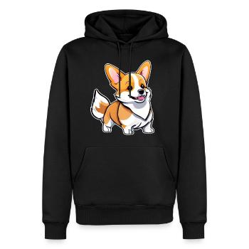 Mignon chien gallois Corgi - Sweat à capuche Premium bio Homme - noir - Devant - Nico (187cm)