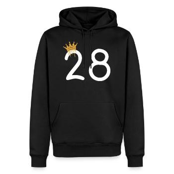 28 - Men’s Premium Organic Hoodie - black - Front - Nico (187cm)