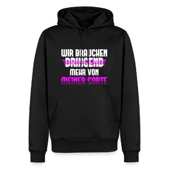 Wir Brauchen Dringend Mehr von Meiner Sorte - Männer Premium Bio Hoodie - Schwarz - Vorne - Nico (187cm)