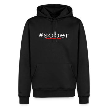 # SOBER Retro Sobriety Designs - Männer Premium Bio Hoodie - Schwarz - Vorne - Nico (187cm)