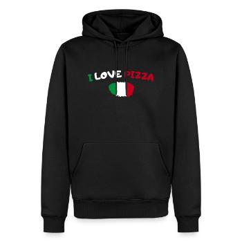 I love Pizza Fast food Geschenkidee - Männer Premium Bio Hoodie - Schwarz - Vorne - Nico (187cm)