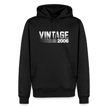 Millésime 2006 Anniversaire Rétro 2006 - Sweat à capuche Premium bio Homme - noir - Devant - Nico (187cm)