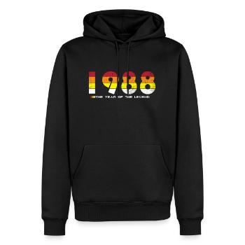 Millésime 1988 - L’année de la légende - Rétro 36 - Sweat à capuche Premium bio Homme - noir - Devant - Nico (187cm)