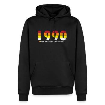 Vintage 1990 - The Year of the Legend - Retro 34 - Men’s Premium Organic Hoodie - black - Front - Nico (187cm)