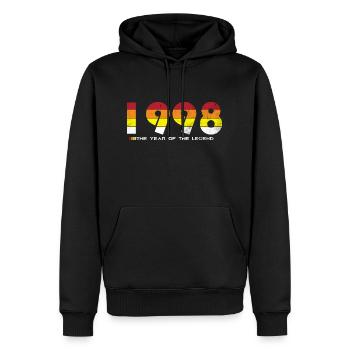 Millésime 1998 - L’Année de la Légende - Rétro 26 - Sweat à capuche Premium bio Homme - noir - Devant - Nico (187cm)