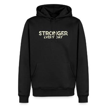 STRONGER EVERY DAY - Men’s Premium Organic Hoodie - black - Front - Nico (187cm)