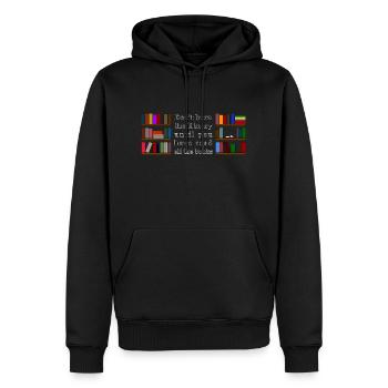 Don't Burn the Library - Men’s Premium Organic Hoodie - black - Front - Nico (187cm)