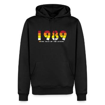 Millésime 1989 - L’année de la légende - Rétro 35 - Sweat à capuche Premium bio Homme - noir - Devant - Nico (187cm)