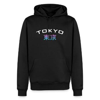TOKYO - Capitale de l’Est - Élevez votre style - Sweat à capuche Premium bio Homme - noir - Devant - Nico (187cm)