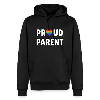 Fier parent LGBTQ Drapeau gay pride maman papa parent - Sweat à capuche Premium bio Homme - noir - Devant - Nico (187cm)