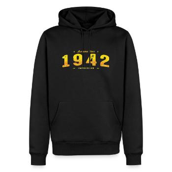 Génial Depuis 1942 Année de naissance - Millésime 83ème - Sweat à capuche Premium bio Homme - noir - Devant - Nico (187cm)