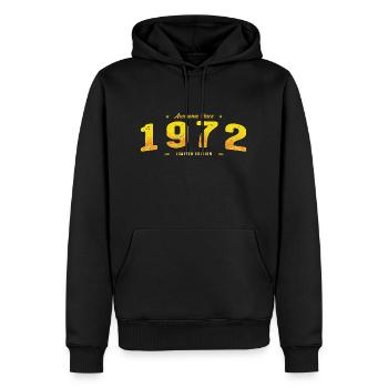 Génial Depuis 1972 Année De Naissance - Millésime 53ème - Sweat à capuche Premium bio Homme - noir - Devant - Nico (187cm)