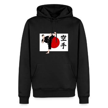 Karaté - Arts Martiaux - Karaté Combattant - Sweat à capuche Premium bio Homme - noir - Devant - Nico (187cm)