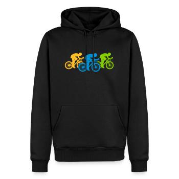 Triathlon par équipe à vélo - Sweat à capuche Premium bio Homme - noir - Devant - Nico (187cm)