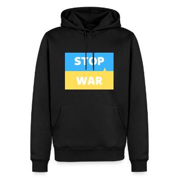 Stop the war in Ukraine - Men’s Premium Organic Hoodie - black - Front - Nico (187cm)