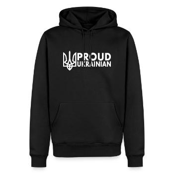 Proud ukrainian ukraine - Sweat à capuche Premium bio Homme - noir - Devant - Nico (187cm)