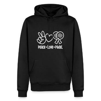 Peace Love Padel Femmes Filles Padel Joueur - Sweat à capuche Premium bio Homme - noir - Devant - Nico (187cm)