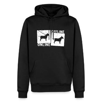 Online Offline - Bullterrier Hund Hundeleine - Männer Premium Bio Hoodie - Schwarz - Vorne - Nico (187cm)