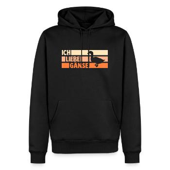Gans Gänse - Männer Premium Bio Hoodie - Schwarz - Vorne - Nico (187cm)