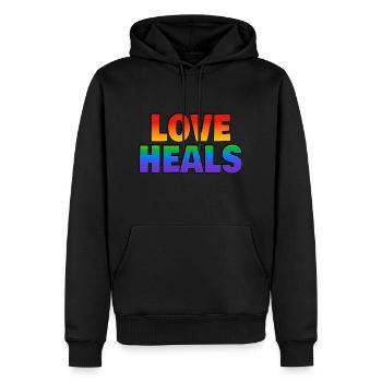 Liebe heilt LGBTQ-Regenbogen - Männer Premium Bio Hoodie - Schwarz - Vorne - Nico (187cm)