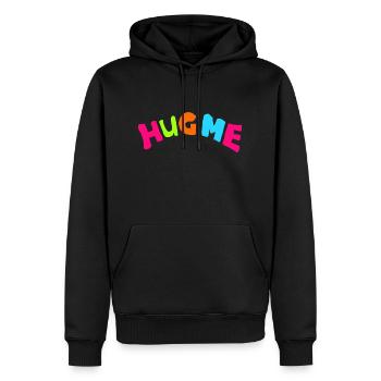 hug me - Männer Premium Bio Hoodie - Schwarz - Vorne - Nico (187cm)
