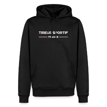Tireur Sportif - Tireur France - Sweat à capuche Premium bio Homme - noir - Devant - Nico (187cm)