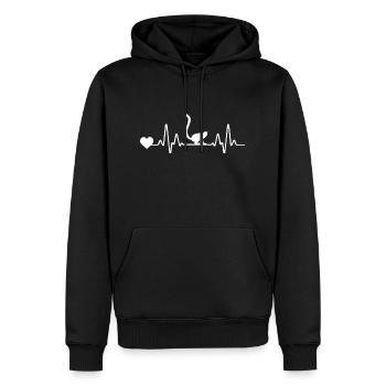 Herzschlag EKG Linie Lemur - Männer Premium Bio Hoodie - Schwarz - Vorne - Nico (187cm)
