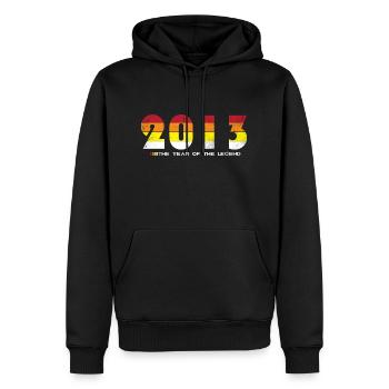 Millésime 2013 - L’année de la légende - Rétro 11 - Sweat à capuche Premium bio Homme - noir - Devant - Nico (187cm)