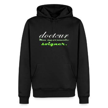 Arzt, Arzt, Krankenschwester, Gesundheit und weißer Kittel - Männer Premium Bio Hoodie - Schwarz - Vorne - Nico (187cm)