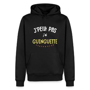 Humour | J'peux pas j'ai guinguette - Sweat à capuche Premium bio Homme - noir - Devant - Nico (187cm)