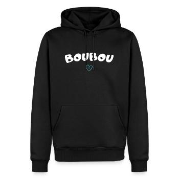 cadeau fete des peres pour boubou - Sweat à capuche Premium bio Homme - noir - Devant - Nico (187cm)