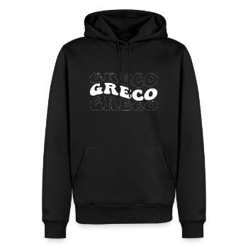 Drôle Greco Groovy 4 Hommes Femmes Cool Greco Tie Dye - Sweat à capuche Premium bio Homme - noir - Devant - Nico (187cm)