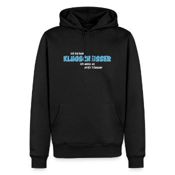ich bin kein Klugscheisser - Männer Premium Bio Hoodie - Schwarz - Vorne - Nico (187cm)