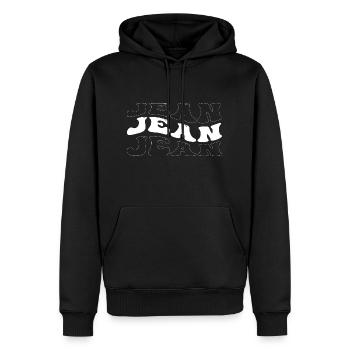 Funny Jean Groovy 4 Men Women Cool Jean Tie Dye - Men’s Premium Organic Hoodie - black - Front - Nico (187cm)