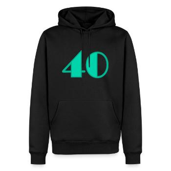 40 YEARS. 40th ANNIVERSARY. BIRTHDAY 40 YEARS. 40 - Men’s Premium Organic Hoodie - black - Front - Nico (187cm)