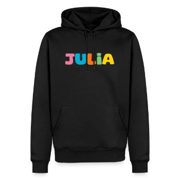 Name - Julia - Männer Premium Bio Hoodie - Schwarz - Vorne - Nico (187cm)