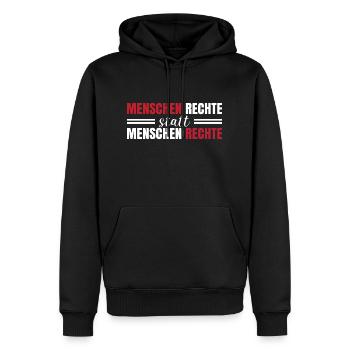 Menschenrechte statt rechte Menschen. Für Toleranz - Männer Premium Bio Hoodie - Schwarz - Vorne - Nico (187cm)