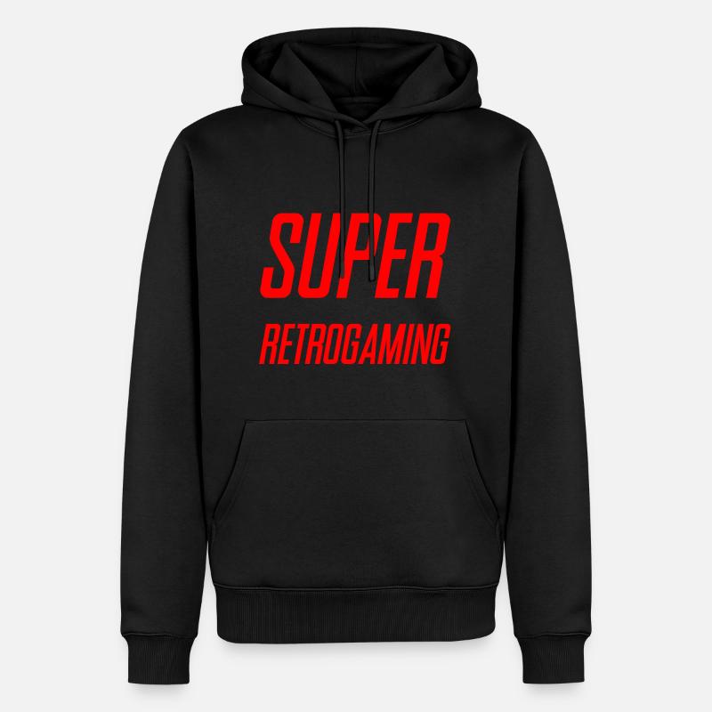 SUPER retrogaming - Männer Premium Bio Hoodie - Schwarz
