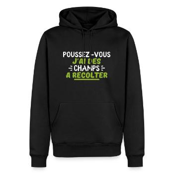 poussez-vous j'ai des champs à récolter - Sweat à capuche Premium bio Homme - noir - Devant - Nico (187cm)