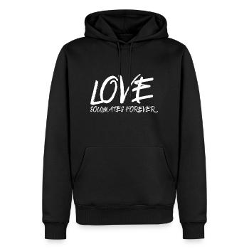 Love - soulmates forever - Männer Premium Bio Hoodie - Schwarz - Vorne - Nico (187cm)