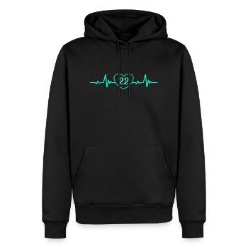22e anniversaire Coeur 22 - Sweat à capuche Premium bio Homme - noir - Devant - Nico (187cm)
