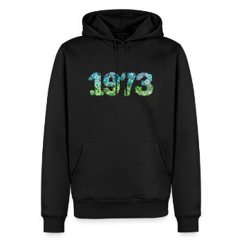 50e anniversaire vintage rétro Né en 1973 Anniversaire - Sweat à capuche Premium bio Homme - noir - Devant - Nico (187cm)